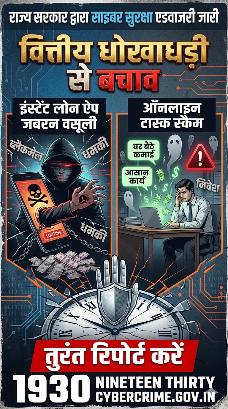 राज्य सरकार द्वारा आमजन को वित्तीय धोखाधड़ी से बचाव के लिए साइबर सुरक्षा एडवाइजरी जारी